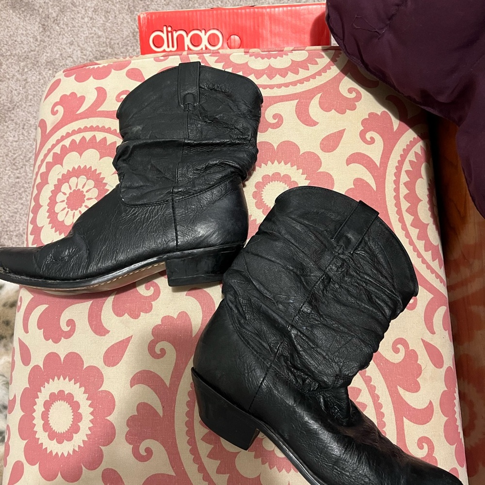 Gently Worn and well cared for Women’s Black Leather Upper Slouch Cowboy Boots - Picture 10 of 14